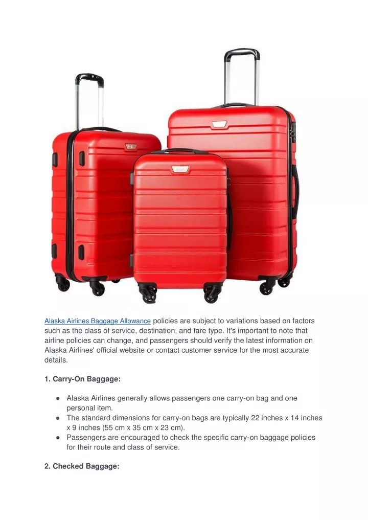 PPT - Luggage regulation Of Alaska Airlines PowerPoint Presentation, free download - ID:12841258