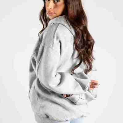 Grey Oversized Ruched Sleeves Hoodie Profile Picture