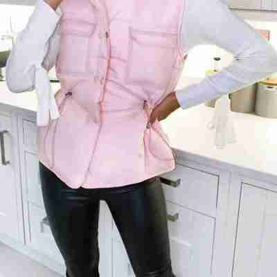 Pink Drawstring Detail Puffer Gilet Profile Picture