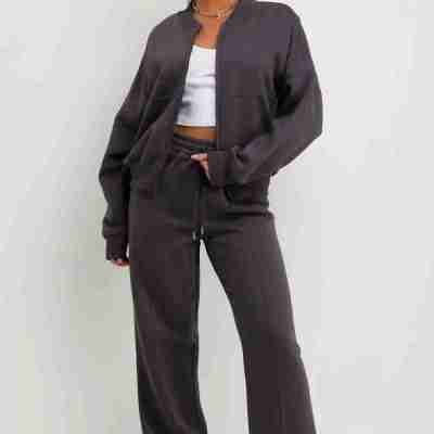 Slate Grey Bomber Sweatshirt With Straight Leg Jogger Profile Picture