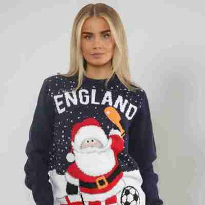 Navy ENGLAND Print Football Festive Jumper Profile Picture