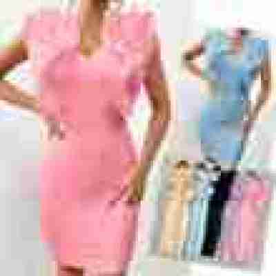 Lilac Ruffle Sleeve V-Neck Midi Dress Profile Picture