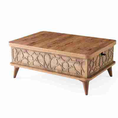 Artekko Artekko Ada MDF Τραπέζι Σαλονιού (90x60x38)cm Επεκτεινόμενο σε Τραπεζαρία σε Καφέ με Μπεζ (1 Profile Picture