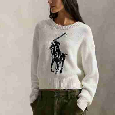 POLO RALPH LAUREN WOMAN BIG PONY COTTON CREWNECK JUMPER WHITE Profile Picture