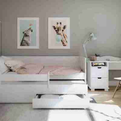 Καναπές Κρεβάτι Με Έξτρα Κρεβάτι Συρόμενο & Δύο Συρτάρια & Προστατευτικό Homnes White 90x200 Profile Picture