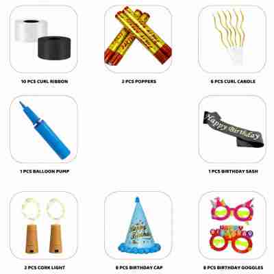 Premium Black & Silver Happy Birthday Balloon Decoration Setup for Home Profile Picture