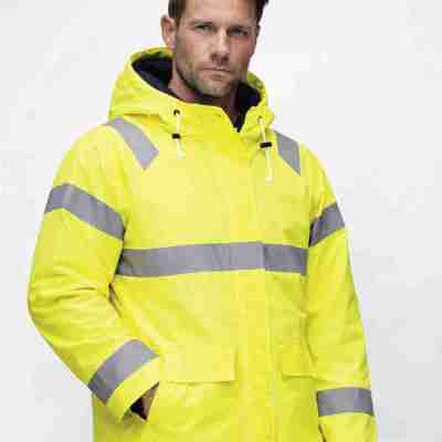 Forge Fr Men's Yellow hi-Vis Rain Jacket Profile Picture