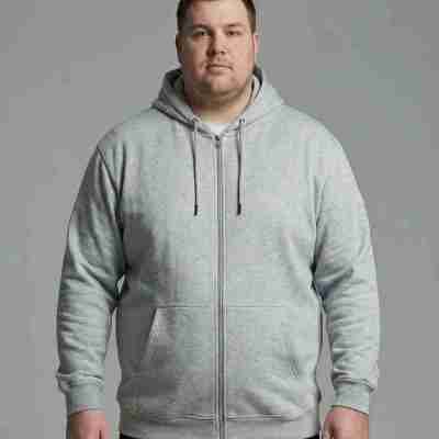 Big & Tall Full Zip Fleece Hoodie- Grey Profile Picture