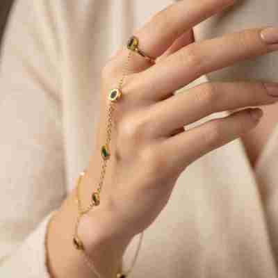 Gold Plated Anti-Tarnish Hand Chain Bracelet with Ring Connector Profile Picture