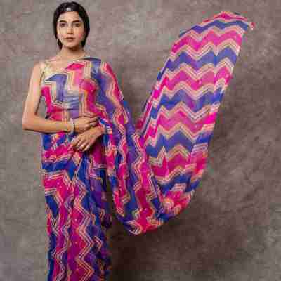 Bhopal shahi Lehariya Pure Georgette 20 Gsm aari sequins handwork traditional wear saree Profile Picture