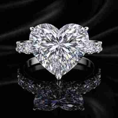 5.40 Carat Lab-Grown Diamond Heart Cut Cathedral Pavé Engagement Ring in 14K White Gold Profile Picture