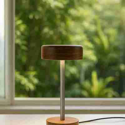 Rosewood & Stainless Steel LED Table Lamp – Modern Minimalist Elegance Profile Picture