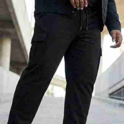 Big & Tall Fleece Cargo Lounge Pants- BLK Profile Picture