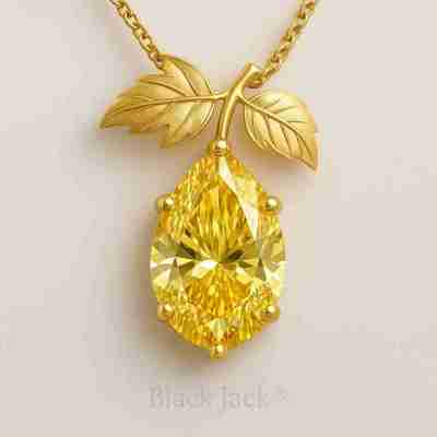 3.00 Ct Bespoke Tribute Yellow Lab-Grown Diamond Pear Leaf Pendant in 14K Gold – Heirloom Remembranc Profile Picture