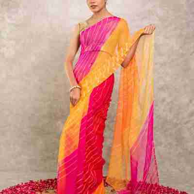 Multi lehariya Pure Georgette 20 Gsm plain hand dyed traditional wear saree Profile Picture