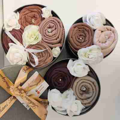 Jersey Hijab Scarf Bouquet Gift Box, Scented Flowers, Personalized Profile Picture